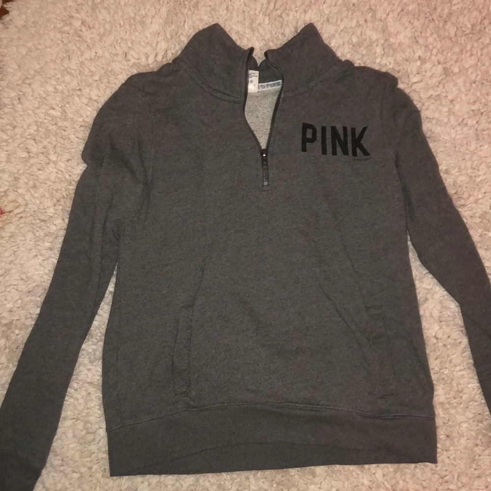 Pink 3-quarter zip sweater